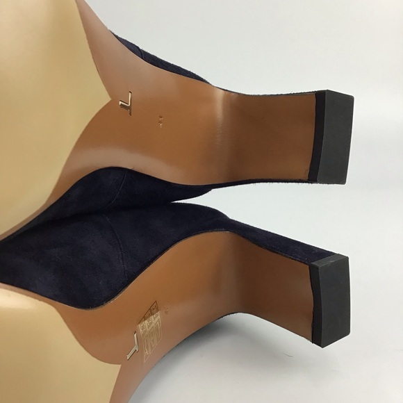 Lafayette 148 ADLEY Suede Block Heeled Knee High Boots Blue Sz 41 EU 11 … - Picture 10 of 16